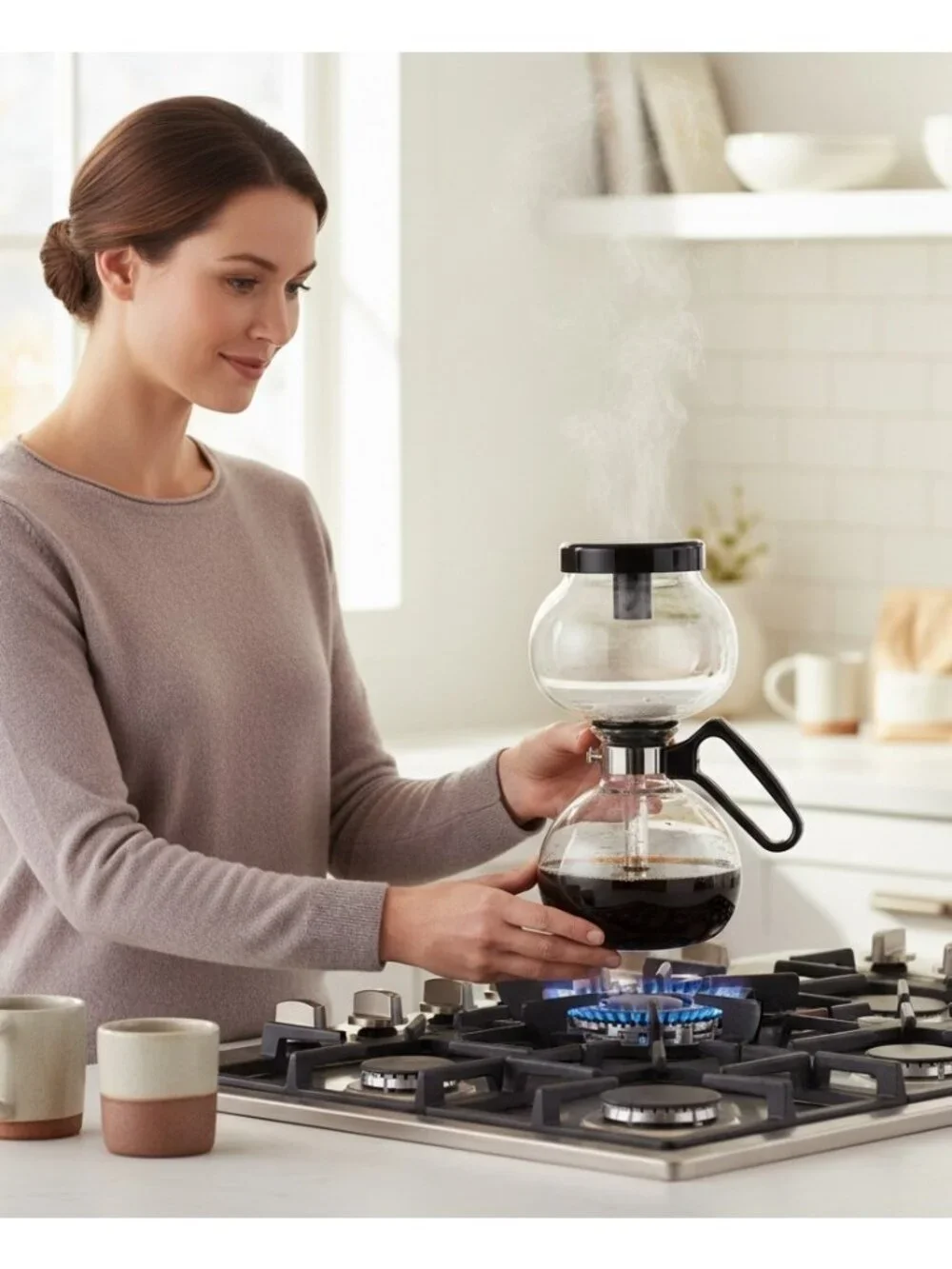Yama 8-Cup Stove Top Coffee Siphon Brewer Heat-Resistant Glass 32 Oz SY-8